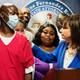 State Attorney Katherine Fernandez Rundle looks at Thomas “Jay” Raynard James after announcing a motion to vacate his 1991 murder conviction, Wednesday, April 27, 2022, in Miami. A judge vacated the life sentence of James who prosecutors said was wrongfully convicted because of mistaken identity.